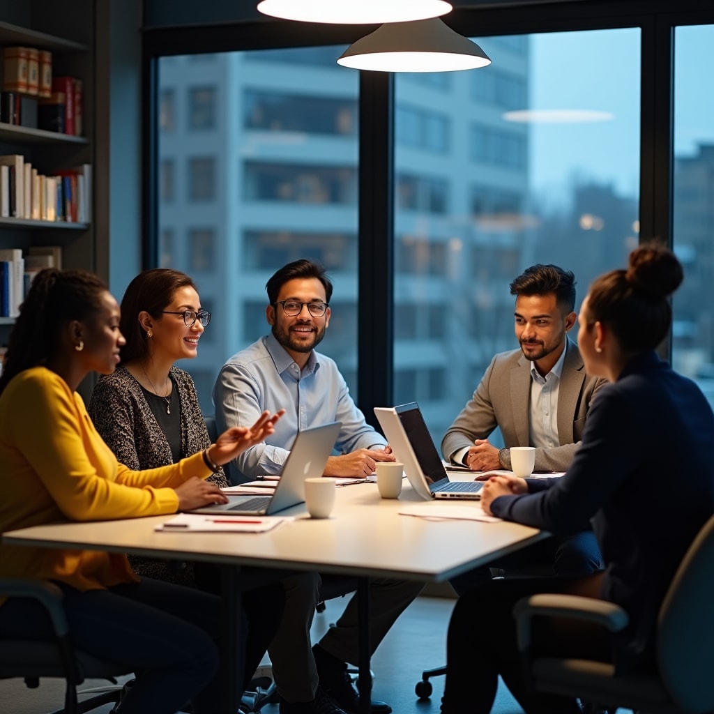 Réunion professionnelle avec discussion collaborative