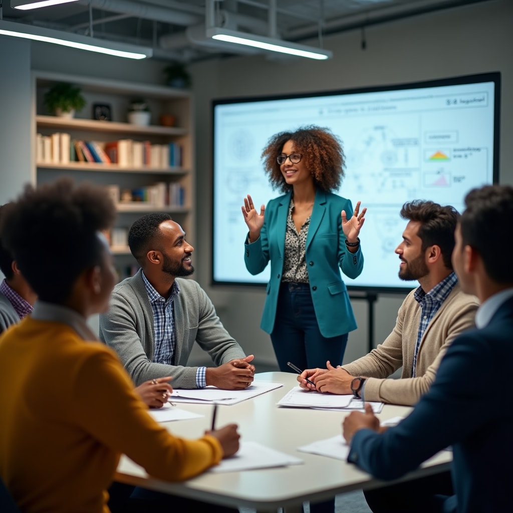 Atelier de formation en groupe avec apprentissage interactif